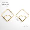 Novos Brincos Geométricos Simples Banhados a Ouro 18K em Aço Inoxidável com Design Estiloso, Brincos Quadrados e em Forma de Coração Dois em Um Atacado