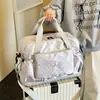 Bolsa de Viagem Dobrável Bolsa para Viagem Curta Bolsa de Armazenamento Grande Capacidade Estilo Coreano Bolinhas Bolsa para Yoga Dança Fitness