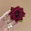 Pasador de Pelo Rojo con Borla Estilo Retro para Mujer, Pin de Flequillo Lateral de Gama Alta de Nicho, Pasador de Moda, Nuevo Accesorio para el Cabello