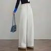 Pantalones casuales de diseño simple personalizado para el otoño de 2026, de cintura alta, simples, versátiles para el trabajo, adelgazantes, con caída, de corte curvo
