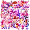 50 pegatinas caricaturescas brillantes y coquetas estilo Y2K en rosa y morado con unicornio soñador, castillo de diamantes, elementos dulces y geniales