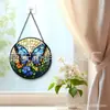 Pendente de vidro borboleta azul para jardim transfronteiriço, decoração de vidro para casa, decoração de janela, apanhador de sol para jardim
