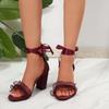 Sandalias de Tacón Alto Estilo Nuevo Verano 2025, Sandalias de Encaje con Una Correa, Sandalias de Tacón Grueso Estilo Diario de Moda