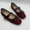 Zapatos Mary Jane retro de ante transfronterizos, nueva colección 2026, punta poco profunda, punta redonda, lazo, correa única, suela plana, zapatos para mujer