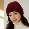 Gorro de Punto Grueso de Color Sólido, Sencillo y Versátil, para Hombres y Mujeres, con Cabeza Grande, para Adelgazar la Cara, Cálido para Otoño e Invierno
