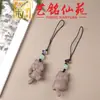 Cadena para Teléfono Gato de Cola Larga Sándalo Amarillo, Colgante Gato Lindo Yiming Xianyuan, Adorno Creativo Llavero de Coche