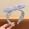 Faixa de Cabeça Infantil com Laço Floral e Aba Larga para Meninas Pequenas Que Não Machuca a Cabeça, Acessórios de Cabelo Doces, Faixa de Cabeça Fofa com Orelhas de Coelho para Bebês