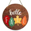 Saludos de Otoño Bienvenida Cosecha Logo Tablilla Decorativa de Madera Pintura Colgante de Pared Placa Pintura Decorativa para Puerta Interior y Exterior