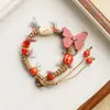Pulsera de Cerámica Jingdezhen Mariposa Nuevo Estilo Chino Decoración de Mano Estudiante Mejor Amigo Pulsera Linda Pulsera de Estilo Étnico Venta al por Mayor