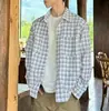 Camisa de rayas retro japonesa de trabajo para hombre, primavera y otoño, holgada, casual, versátil, estilo universitario, manga larga, adecuada para usar en capas como chaqueta