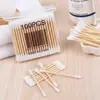 Cotonete de Bambu Descartável Haste de Algodão Limpeza Swab Sanitário Maquiagem Beleza Ferramenta de Remoção de Cera de Ouvido Atacado Ponta Dupla Redonda Ponta Afiada