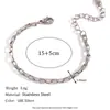 Europeu e Americano Simples Personalizado Liso Corrente Corrente de Cintura Conjunto Joias Aço Inoxidável Banhado a Ouro 18K Corrente de Caixa Longa Colar Pulseira para Mulheres