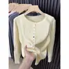Suéter Cardigan de Punto Trenzado Color Sólido Estilo Francés Dulce para Mujer Primavera Otoño Nuevo Ropa Exterior Versátil Casual para el Trabajo de Alta Gama