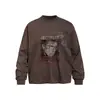 Camiseta holgada de manga larga para hombre con estampado de personaje retro americano, camiseta casual de cuello redondo de moda hip-hop para primavera y otoño, estilo INS