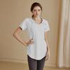 Camiseta Deportiva de Manga Corta Holgada Adelgazante que Cubre la Cadera de Longitud Media para Mujer, Camiseta de Fitness con Capucha de Secado Rápido, Blusa de Yoga