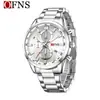 Reloj de Negocios Ofns para Hombre con Correa de Acero Cronógrafo de Seis Manecillas Calendario Casual Reloj de Cuarzo Luminoso Resistente al Agua Reloj con Patrón de Sol
