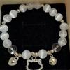 Pulsera Lunar Gris Ojo de Gato Imitación para Mujer, Colgante de Campana Simple, Regalo de Cumpleaños para Mejor Amiga, Estilo Ins de Vidrio