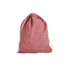 Bolsa de poliéster a cuadros rojos y blancos con cordón, Bolsa de almacenamiento para regalos de Navidad de poliéster, Bolsa para el polvo, Bolsa de tela para zapatos