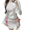 Traje de Baño Bikini Dulce Sexy Bikini para Mujer de Cuatro Piezas Sexy Lujuria Pura Resort Traje de Baño Encubierto de Manga Larga