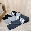 Nuevas mallas de otoño e invierno para mujer TB de cuatro barras, cintura alta, adelgazantes, ajustadas, para uso exterior, pantalones deportivos recortados, pantalones de yoga ajustados