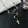 Moda Transfronteriza Europea y Americana Nuevo Collar de Perlas con Colgante de Cruz Diseño Personalizado Cadena para Clavícula en Forma de Y con Borla Apilada