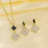 [Conjunto] Brincos e Conjunto de Colar de Luxo Leve de Alta Qualidade, Zircônio Completo, Indústria Pesada, Cobre Galvanizado a Ouro Real, Micro-Embutidos