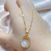 Colar de ouro leve luxo nicho círculo grande bolo pérola colar redondo clavícula corrente moda simples colar qixi