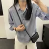 Nova Camisa Casual Gola Polo Outono e Primavera Tamanho Grande Solta Top Slim Camisa de Algodão com Listras de Manga Longa para Mulheres