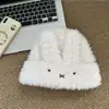 Chapéu Bucket de Pelúcia Branco com Orelhas de Coelho Fofas para Mulheres, Chapéu Quente de Inverno que Faz o Rosto Parecer Menor, Chapéu de Tricô Doce com Proteção para as Orelhas