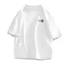 Camiseta de Algodão Solta de Manga Curta para Verão Unissex Marca Tendência Manga Meia Simples Estampada Casal