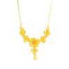 Collar de cadena para clavícula con flores arenosas de oro antiguo de larga duración como flores de borla de brocado, estilo chino nuevo para mujer