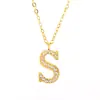 En Stock al por Mayor Colgante Alfabeto de 26 Letras con Diamantes de Acero Inoxidable Europeo y Americano Cadena para Clavícula Collar de Acero de Titanio para Mujeres