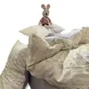 Conjunto de quatro peças em gaze plissada estilo princesa, algodão puro lavado com acabamento em renda, imitação de algodão ultrassuave para dormir sem roupa, conjunto de três peças para estudantes