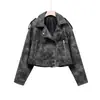 2025 Nueva Chaqueta de Cuero de Dos Tonos Estilo Europeo y Americano Antiguo Transfronteriza Aliexpress Amazon Solapa Holgada Chaqueta de Cuero Pu para Mujer