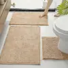 Conjunto de Três Peças para Vaso Sanitário em Chenille Cor Sólida Tapete de Chão Absorvente para Banheiro Resistente a Manchas Tapete de Pé Antiderrapante para Banheiro Tapete de Entrada