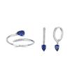 Pendientes de estilo sencillo con forma de serpiente y gota de agua azul zafiro en plata esterlina S925, estilo europeo y americano, con personalidad de moda, joyería vintage.