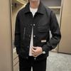 Jaqueta Masculina Nova com Gola Lapela para Primavera e Outono 2023, Casaco Listrado com Design Estiloso, Moderno e Versátil para Dropshipping