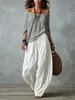 2026 Conjunto de Mujer Transfronterizo Europeo y Americano Amazon Tk Nuevo Top Largo Holgado Hombros Descubiertos + Pantalones de Linterna