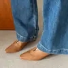 Zapatos de tacón grueso de cuero de vaca de primera capa para mujer, Zapatos de caña media de cuero genuino, Nuevo estilo de principios de primavera, Cuero genuino por dentro y por fuera, Zapatos de tacón medio de caña baja de una sola pieza para mujer