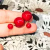 Pendientes Retro Ankora Perla Roja Pendientes de Perlas Doble Cara Grandes y Pequeños para Mujer Ins Nicho Otoño e Invierno Pendientes de Gama Alta