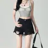 Shorts de Mezclilla Rasgados Estilo Harajuku para Mujer, Nuevo Estilo Primavera y Verano, Versión Coreana Suelta, de Cintura Alta, Adelgazantes, Versátiles, Rectos de Línea A, Hot Pants