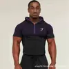 Ropa Deportiva con Capucha de Manga Larga Popular para Hombre, Fitness, Secado Rápido, Transpirable, Elástica, Media Cremallera, Ropa de Entrenamiento Gymshark