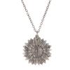 Collar de girasol de gran oferta europeo y americano, colgante de letras de doble capa abierto vintage, cadena de clavícula con letras de flores de doble cara