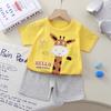 Novo Conjunto de Manga Curta Infantil, Shorts de Verão 100% Algodão para Meninos, Roupas de Camiseta para Exportação de Meninas, Conjunto de Duas Peças de Roupa Infantil
