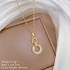 [Acero de Titanio] Juego de Collar y Aretes Anillo de Diamantes Completo de Lujo Ligero Cadena Personalidad Elegante Juego de Collar y Aretes para Banquete