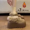 Zapatos de Algodón Peludos con Suela Gruesa, Cálidos, que Aumentan la Altura, Versátiles, Estilo Commuter, Nuevo Diseño Invierno 2025, Plataforma Birkenstock