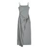 2510-25 Primavera Novo Estilo Europeu e Americano Design Cintura Torcida Vestido Regata Tricotado à Máquina Coração de Menina vestido