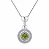 Collar Transfronterizo Europeo y Americano de Moissanita para Mujer, Colgante Redondo en Forma de Corazón, Cadena para Clavícula Versátil de Moda de Alta Gama en Plata de Ley S925