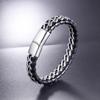 Pulseira Mista de Corda de Couro Trançada com Corrente Couro Aço Inoxidável Pulseira de Couro Trançado Pulseira de Couro Simples Couro de Vaca Masculino