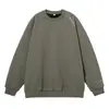 Sudadera Pesada Estilo Americano Cuello Redondo 400g con Parches Estructurales Mangas Raglán, Jersey con Bordado de Letras, Top/Chaqueta de Moda